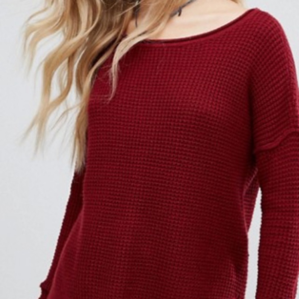 Hollister red scoop neck sweater